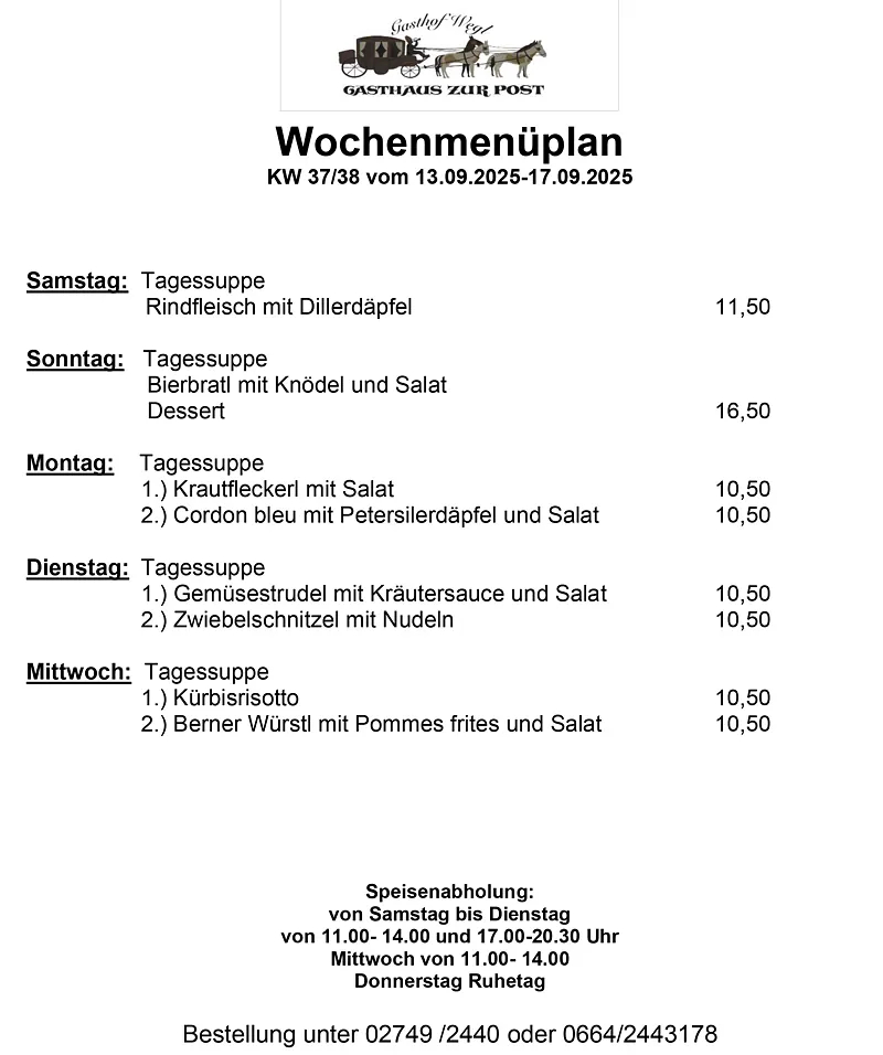 Wochenmenüplan
