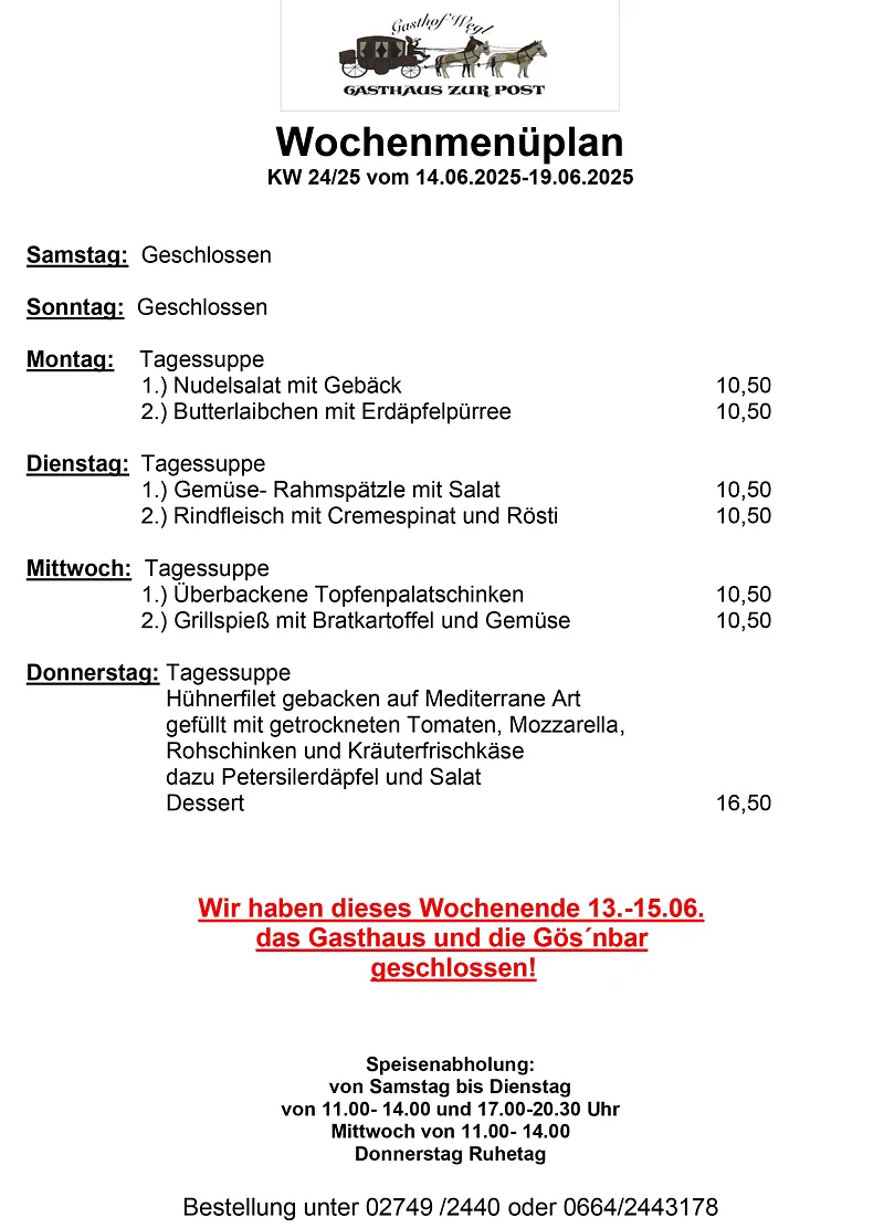 Wochenmenüplan