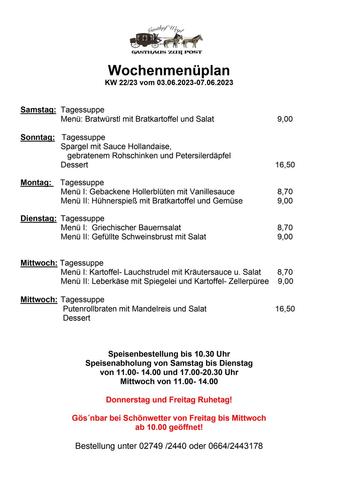 Wochenmenüplan