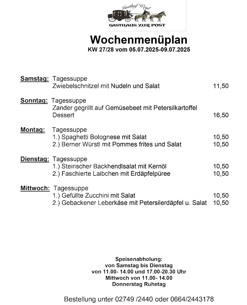 Wochenmenüplan