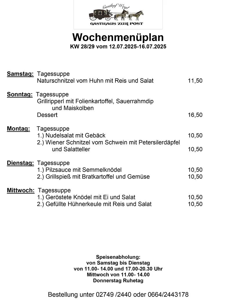 Wochenmenüplan