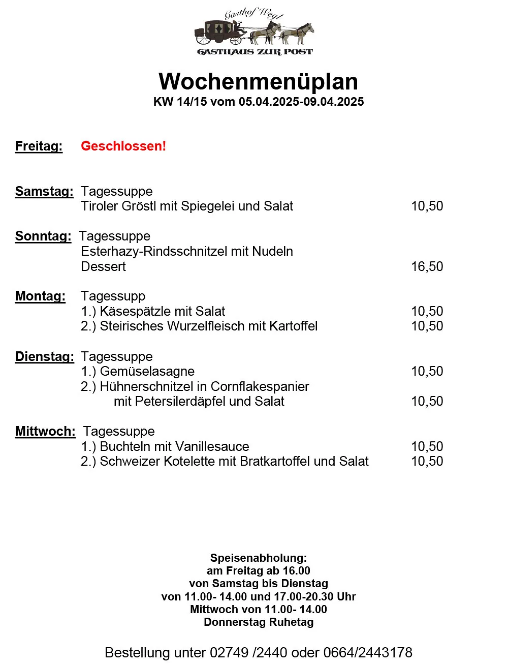 Wochenmenüplan